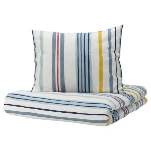 IKEA NATTSLÄNDA duvet cover and pillowcase(s), Twin Stripe Pattern / Multicolor, Ikea Outlet | 1326ZFQHI
