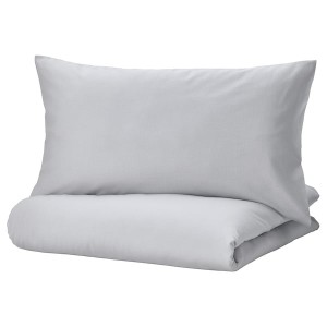 IKEA NATTSVÄRMARE duvet cover and pillowcase(s), Twin Light Gray, Ikea Outlet | 6591QWKAZ