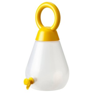 IKEA NÄBBFISK Beverage dispenser, transparent/bright yellow, 4.2 qt, Ikea Outlet | 5714WGUEZ