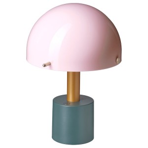 IKEA NÖDMAST LED portable lamp, battery operated, light pink/dark gray-green, 10 ¼ in, Ikea Outlet | 2659HDOYG