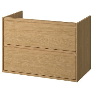 IKEA ÄNGSJÖN Bathroom vanity with drawers, 36x21x25 1/8 in Oak Effect, Ikea Outlet | 1896QKRTG