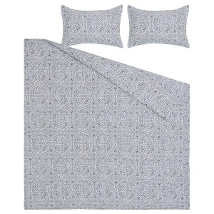 IKEA ÄNGSKLOCKA comforter set, King Blue / White, Ikea Outlet | 9836WRBGH
