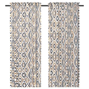 IKEA ÄNGSKOVALL curtains, 1 pair, multicolor, 57x98 in, Ikea Outlet | 9348KJFPA