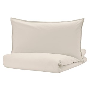 IKEA ÄNGSLILJA duvet cover and pillowcase(s), Full/Queen (Double/Queen) Light Grey / Beige, Ikea Outlet | 6921ADZIP