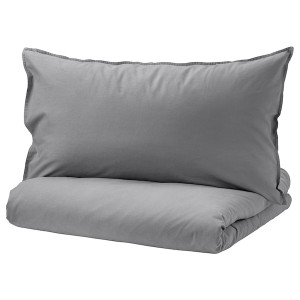 IKEA ÄNGSLILJA duvet cover and pillowcase(s), King Gray, Ikea Outlet | 8453BQMTW