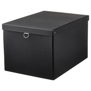 IKEA NIMM storage box with lid, 13 ¾x19 ¾x11 ¾ in Black, Ikea Outlet | 3105TOUKQ