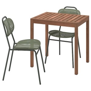 IKEA NÄMMARÖ / ENSHOLM table and 2 chairs, outdoor light brown stained/green, 29 1/2 in, Ikea Outlet | 4053TDPJI