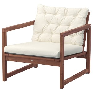 IKEA NÄMMARÖ lounge chair, outdoor, light brown stained/Kuddarna beige, Ikea Outlet | 4395ATXDR
