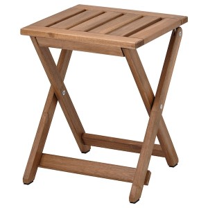 IKEA NÄMMARÖ stool, outdoor, foldable/light brown stained, 14 3/8x17 3/4 in, Ikea Outlet | 4237HTYER