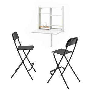 IKEA NORBERG / FRANKLIN table and 2 chairs White / Black, Ikea Outlet | 5319SEOCD