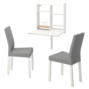 IKEA NORBERG / KÄTTIL table and 2 chairs White / Knisa Light Gray, Ikea Outlet | 9420EBOGT