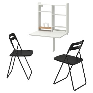 IKEA NORBERG / NISSE table and 2 chairs White / Black, Ikea Outlet | 8972EYPMS