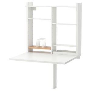 IKEA NORBERG wall-mount drop-leaf tbl w storage, white, 25 1/4x23 5/8 in, Ikea Outlet | 7405KFHIM