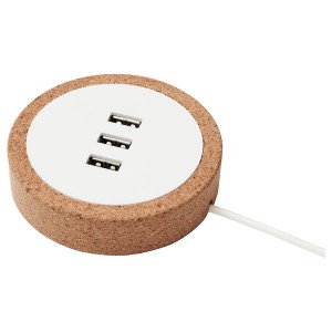 IKEA NORDMÄRKE USB charger, white/cork, Ikea Outlet | 4621SMCKH