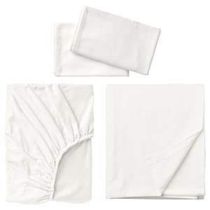 IKEA NORDRUTA sheet set, King White, Ikea Outlet | 7645LNWCA