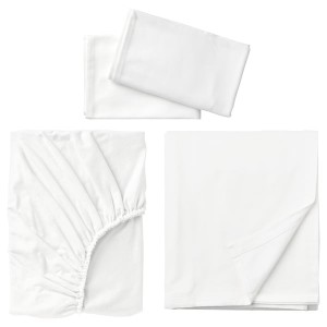 IKEA NORDRUTA sheet set, Queen White, Ikea Outlet | 8340URDZN