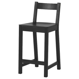 IKEA NORDVIKEN Bar stool with backrest, black, Width: 15 3/4 in. Order today!, Ikea Outlet | 1439AHJWY