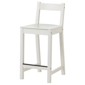 IKEA NORDVIKEN bar stool with backrest, white, 24 3/8 in, Ikea Outlet | 5987KHSIV
