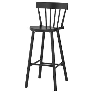 IKEA NORRARYD bar stool with backrest, black, 29 1/8 in, Ikea Outlet | 1790KTSNH