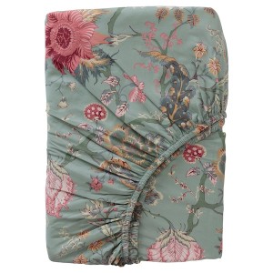 IKEA NÄSSELKLOCKA fitted sheet, Twin Light Green Gray / Multicolor, Ikea Outlet | 8194RFHMT