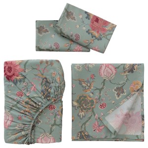IKEA NÄSSELKLOCKA sheet set, Queen Light Green Gray / Multicolor, Ikea Outlet | 5463PVXLJ