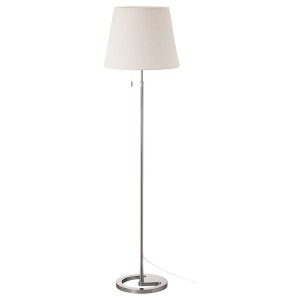 IKEA NYFORS Floor lamp with LED bulb, nickel plated white, Ikea Outlet | 0358YSDUL