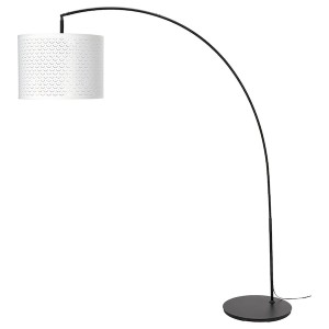 IKEA NYMÖ / SKAFTET floor lamp, arched, white/brass color, Ikea Outlet | 6194KTPJV