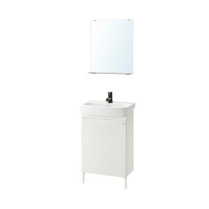 IKEA NYSJÖN / BJÖRKÅN bathroom furniture, white/Saljen faucet, 21 1/4x15 3/4x38 5/8 in White / Saljen Faucet, Ikea Outlet | 8270UZBRI