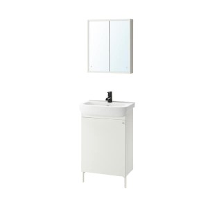 IKEA NYSJÖN / BJÖRKÅN bathroom furniture, white/Saljen faucet, 21 1/4x15 3/4x38 5/8 in White / Saljen Faucet, Ikea Outlet | 2693UXHNE