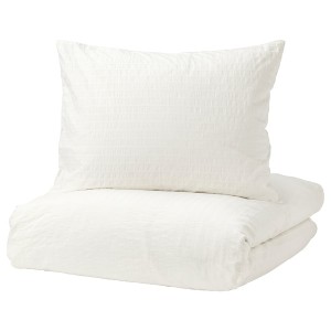 IKEA OFELIA VASS duvet cover and pillowcase(s), Full/Queen (Double/Queen) White, Ikea Outlet | 2761DJSQT