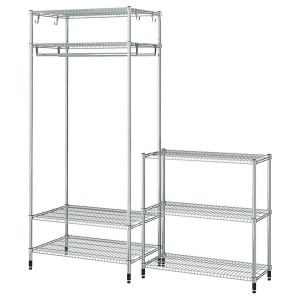 IKEA OMAR shelving unit with clothes rail, with 1 shelf/galvanized, 73 1/4x19 5/8x79 1/8 in, Ikea Outlet | 0562LJDUX