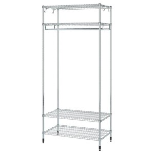 IKEA OMAR shelving unit with clothes rail, galvanized, 36 1/4x19 5/8x79 1/8 in, Ikea Outlet | 2053TAKQG
