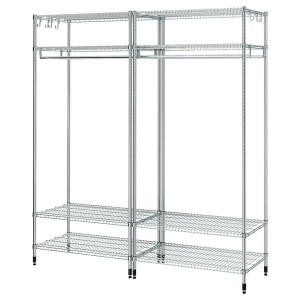 IKEA OMAR shelving unit with clothes rail, galvanized, 73 1/4x19 5/8x79 1/8 in, Ikea Outlet | 1682HSWEB