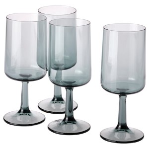 IKEA OMBONAD wine glass, gray, 14 oz, 4 pack, Ikea Outlet | 5176PTXKW