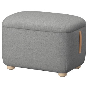 IKEA OSKARSHAMN ottoman with storage Tibbleby Beige / Gray, Ikea Outlet | 9765RWUJK
