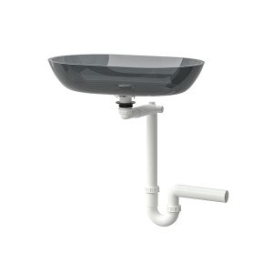 IKEA OXMYREN countertop sink, 22x13 ¾ in Glass / Dark Gray, Ikea Outlet | 4932ZEWQX