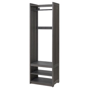 IKEA PANGET coat rack with shoe storage unit, 23 3/8x16x75 in Dark Gray / Stained, Ikea Outlet | 3520QZATP