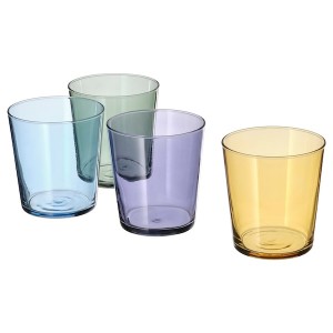 IKEA PAPPERSBJÖRK glass, mixed colors, 10 oz, 4 pack, Ikea Outlet | 0473BPRMJ