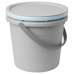 IKEA PEPPRIG 3-piece bucket set with lid, gray/blue, Ikea Outlet | 5943SIZUN