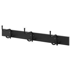 IKEA PINNIG Rack with 3 hooks, black, Ikea Outlet | 0194WMUGB