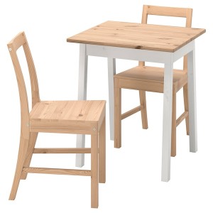 IKEA PINNTORP / PINNTORP table and 2 chairs, 25 5/8 in Light Brown Stained White Stained / Light Brown Stained, Ikea Outlet | 3401JGLTC