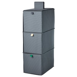IKEA PLUGGLAND hanging storage/3 compartments, check pattern/black, 8 ¾x11 ¾x24 ½ in, Ikea Outlet | 1237XPWCV