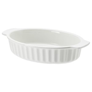 IKEA POETISK baking dish, oval/off-white, 13x8 in, Ikea Outlet | 5283OZWSQ
