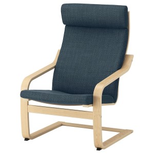 IKEA POÄNG armchair Birch Veneer / Hillared Dark Blue, Ikea Outlet | 0938ZXJBH
