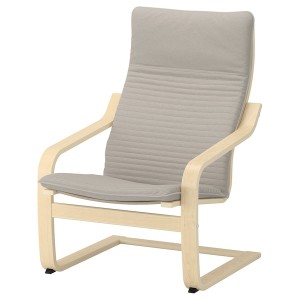 IKEA POÄNG armchair Birch Veneer / Knisa Light Beige, Ikea Outlet | 3582FDXNK
