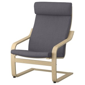 IKEA POÄNG armchair Birch Veneer / Skiftebo Dark Gray, Ikea Outlet | 0695LDVOB