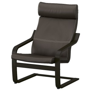 IKEA POÄNG armchair Black / Brown / Glose Dark Brown, Ikea Outlet | 9725JRMKY