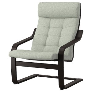 IKEA POÄNG armchair Black / Brown / Gunnared Light Green, Ikea Outlet | 5687FCEVD
