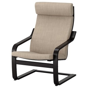 IKEA POÄNG armchair Black / Brown / Hillared Beige, Ikea Outlet | 4859XFIHM