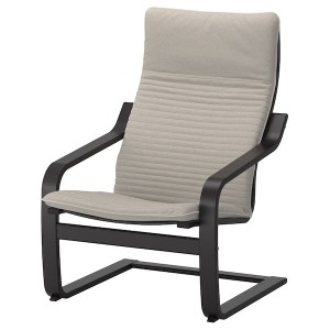 IKEA POÄNG armchair Black / Brown / Knisa Light Beige, Ikea Outlet | 0367PCNGA